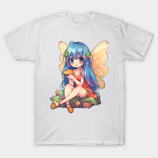Kawaii Fairy & Pizza Funny Food Japonese Anime T-Shirt